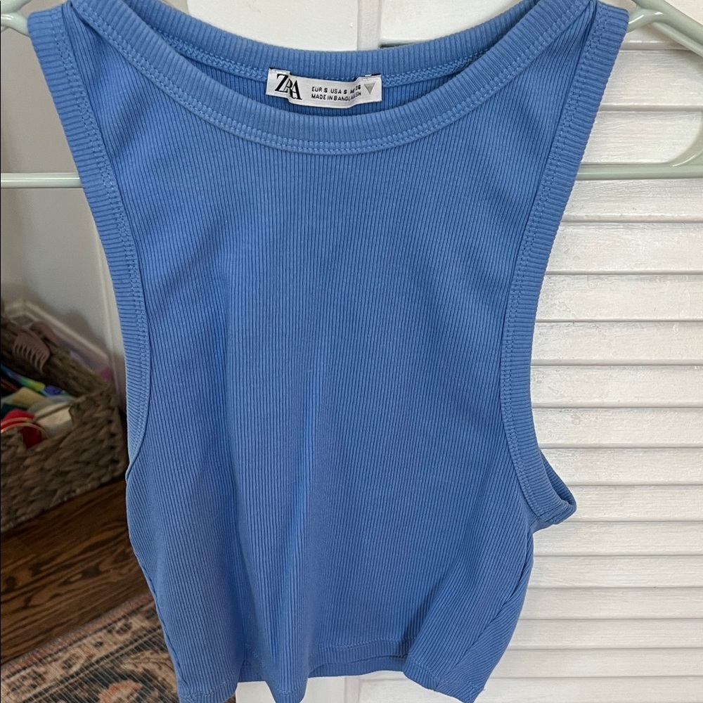 Zara Sky Blue Sleeveless Top